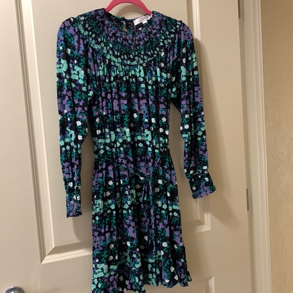 LOFT  Floral Smocked Flounce Dress - Size Small - Picture 4 of 14